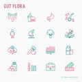 Gut flora thin line icons set Royalty Free Stock Photo