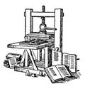 Gutenberg Printing Press, vintage illustration