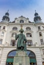 Gutenberg statue in front of the Regensburger Hof building in Vienna Royalty Free Stock Photo
