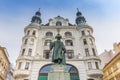 Gutenberg statue in front of the Regensburger Hof building in Vienna