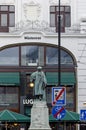 Gutenberg statue in front of the Regensburger Hof building in Vienna