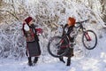 Gutsulka among winter snow