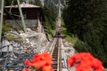 Guttannen, Haslital, Bern, Siwtzerland - JULY 21, 2020: A ride on the Gelmerbahn Royalty Free Stock Photo