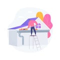 Gutter cleaning abstract concept vector illustration.