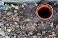 Gutter drain fixed in the ground Royalty Free Stock Photo