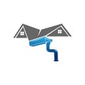 house roof gutter logo design. home pipe installation vector template illustration