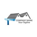 house roof gutter logo design. home pipe installation vector template illustration