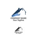 house roof gutter logo design. home pipe installation vector template illustration