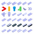 Gutter icons set, isometric style