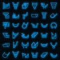 Gutter icons set vector neon