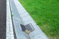 Gutter of a stormwater drainage system in perspective. Royalty Free Stock Photo