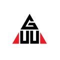 GUU triangle letter logo design with triangle shape. GUU triangle logo design monogram. GUU triangle vector logo template with red Royalty Free Stock Photo