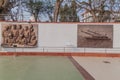 GUWAHATI, INDIA - JANUARY 31, 2017: Reliefs at Dighalipukhuri War Memorial in Guwahati, Ind
