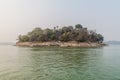 GUWAHATI, INDIA - JANUARY 31, 2017: View of Peacock (Umananda) island in Brahmaputra river near Guwahati, Ind Royalty Free Stock Photo