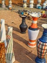 Guwahati, India - March 19, 2020: Street side pottery with artistic design and creative shapes.