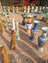 Guwahati, India - March 19, 2020: Street side pottery with artistic design and creative shapes.