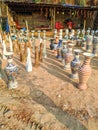 Guwahati, India - March 19, 2020: Street side pottery with artistic design and creative shapes.