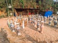 Guwahati, India - March 19, 2020: Street side pottery with artistic design and creative shapes.