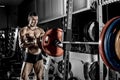 Guy bodybuilder with barbell Royalty Free Stock Photo