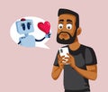 Man in Love with Ai Chat Bot Vector Illustration Royalty Free Stock Photo