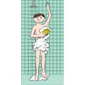 Guy, boy man washes in the shower. Vector color illustration.