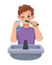 guy brushing teeths illustration Royalty Free Stock Photo