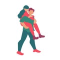 The guy carries the young girl on his back St Valentine card Flat vector illustration Royalty Free Stock Photo