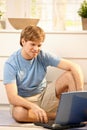 Guy with computer Royalty Free Stock Photo