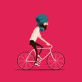 Guy cycling and listening music