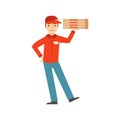 Guy Delivering Pizza,Part Of Italian Fast Food Cuisine Restaurant Takeout Delivery Service Collection Of Illustrations