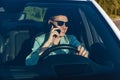 Guy driving a white car Royalty Free Stock Photo