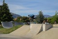 GUY DOING TRICKS ON SKATEPARK WITH A BIKE, NEW ZEALAND, WANAKA 2019