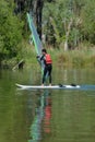 Guy doing windsurf in lake Royalty Free Stock Photo