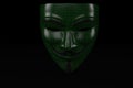 Guy Fawkes digital mask on black background 3D illustration