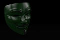 Guy Fawkes digital mask on black background 3D illustration