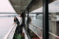 Couple in love on board a cruise boat