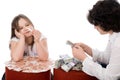 Guy with girl consider a lot of money Royalty Free Stock Photo