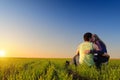 Guy and girl in the field Royalty Free Stock Photo