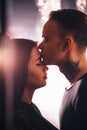 Guy and the girl kiss closeup on a light background Royalty Free Stock Photo