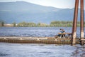 The guy and the girl met on a date on a floating dock on the Columbia River