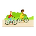 Guy And Girl Riding Bicycles, Part Of People In The Park Activities Series Royalty Free Stock Photo