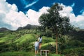 Couple in love on tea plantations Royalty Free Stock Photo