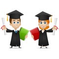 Guy girl university graduates holds diploma Royalty Free Stock Photo