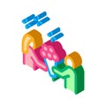 Guy give flowers to girl isometric icon vector illustration