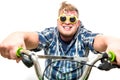 Guy with glasses in a bike