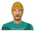 Guy with a goatee beard wearing a brown hat illustration vector Royalty Free Stock Photo