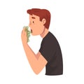 Guy Having Bad Breath, Guy Having Body Odor Problem Vector Illustration