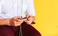 Guy holding game controller playing video games Royalty Free Stock Photo