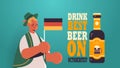 Guy holding Germany flag beer festival Oktoberfest party celebration concept Royalty Free Stock Photo