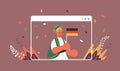 Guy holding Germany flag Oktoberfest party celebration concept man in traditional clothes having fun